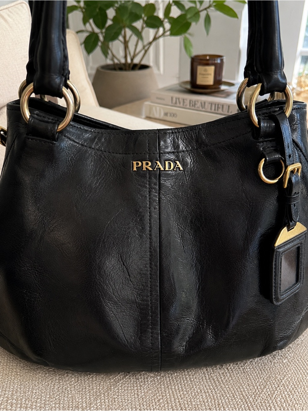 Authentic Prada BN1832 Soft Calf Leather Tote Black Made in Italy - Picture 2 of 16